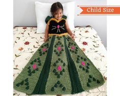 Crochet your very own Coronation Princess Dress Blanket in a Child Small size with this one of a kind pattern. This project features slip on shoulder straps perfect for children to put on and take off by themselves. Make for your own children this Christmas or give as gifts to pink princess philodendron friends. WHAT'S SO GREAT ABOUT THIS PATTERN?       1. Uses an L/11 (8mm) hook to make it work up quickly and easily.      2. Ranges from 40-46 inches long. Perfect for children 3-8 years old! Disney Crochet Blanket, Crochet Princess Blanket, Princess Crochet Pattern, Elsa Crochet, Frozen Blanket, Princess Blanket, Princess Blankets, Christmas Crochet Blanket, Crochet Princess