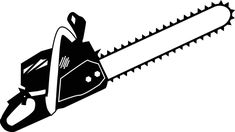 a black and white drawing of a chainsaw on a white background with clippings