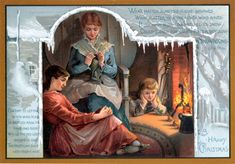 an old fashioned christmas card with two children