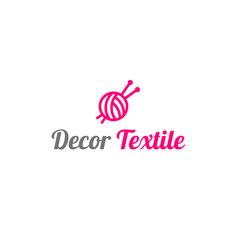 the logo for decor textile is shown in pink and grey colors on a white background