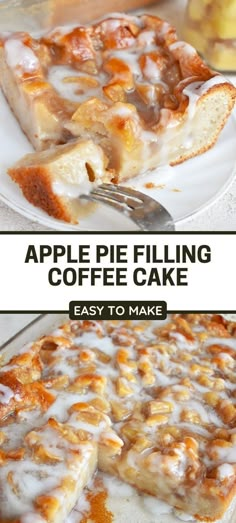 an apple pie filling coffee cake on a plate