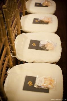 the chairs are lined up and ready to be used as escorts for wedding guests