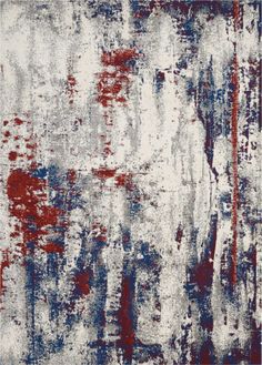 an abstract rug with red, white and blue colors