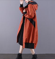 Long Women Casual Hooded Parka Plus Size Coat Jacket ,Custom make service available! Please feel free to contact us if you want this dress custom made.Materials used: cotton blendedSize: M: chest:112 cm length:101 cm sleeve：62 cm L : chest:116 cm length:102 cm sleeve：63 cm Most of our dresses are made of cotton linen fabric, soft and breathy. loose dresses to make you comfortable all the time.Flattering cut. Makes you look slimmer and matches easily.Payment:We accept payment by paypal and credit Plus Size Coat, Loose Dresses, Dresses To Make, Plus Size Coats, Hooded Parka, Cotton Linen Fabric, Outfit Making, Loose Dress, Linen Fabric