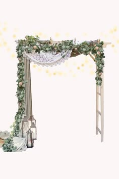 a wedding arch decorated with flowers and greenery