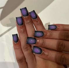 Black And Purple Nails, Gel Nails French, Acrylic Toe Nails, Pink Ombre Nails, Hard Nails, Airbrush Nails, Drip Nails, Colored Acrylic Nails, Short Square Acrylic Nails