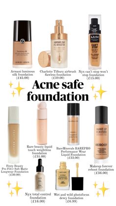 Acne safe foundation #acnesafemakeup #foundation #makeup #acne Acne Safe Foundation, Matte Skin Makeup, Acne Safe Makeup, Makeup Acne, Safe Makeup, Acne Makeup, Soft Makeup Looks