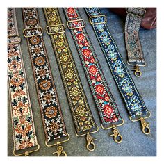 Handmade in Knoxville, TN!  Update and refresh your bags and purses with these lovely vintage retro inspired jacquard embroidered guitar style bag straps. Straps can come in antique brass / bronze, gold or silver hardware to perfectly match your bag and style.  Strap is 2" wide and has an adjustable length from 30.5"-55" (including hardware) ~contact me if you would like a custom length~ These replacement guitar straps for handbags are made with high-quality durable metal buckles and premium wov Guitar Strap Bag, Embroidered Guitar, Crossbody Bag Strap, Red Purses, Antique Brass Hardware, Brown Purses, Bronze Gold, Vintage Purse, Purse Strap