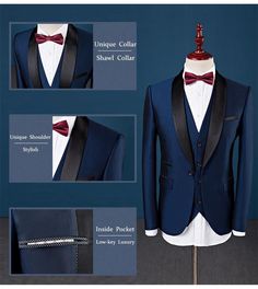 Gender: MenItem Type: SuitsFront Style: FlatBrand Name: Fire KirinModel Number: Men suits 2017Pant Closure Type: Zipper FlyMaterial: Viscose,Cotton,PolyesterClo #weddingsuitsgroom Burgundy Suit Men, Blue Tuxedo Jacket, Men Suit Wedding, Best Suits For Men, Casual Grooms, Shawl Collar Tuxedo, Costume Africain, Wedding Tux, Blue Tuxedos