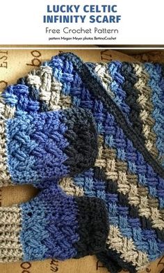 a close up of a knitted blanket on top of a table with the words lucky celtic in it