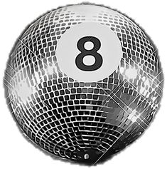 a shiny ball with the number eight on it