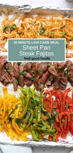 steak fajitas with peppers and onions in tin foil