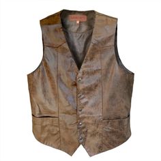 Faux Leather Vest, 5 Antique Embossed Snap Button Front Closure, Fully Lined, Two Point Front Yoke & One Point Back Yoke Western Style, Hidden Adjustable Elastic band, 2 front Ranch Pockets, 50% Polyurethane, 50% Polyester. Soft Faux Distressed Leather Material of high quality. Fully lined Polyester Satin Slim Dress Pants, Faux Leather Vest, Slim Fit Dress Pants, Vest Men, Character Reference, Western Leather, Slim Fit Dresses, Fitted Trousers, Leather Vest