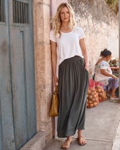 Favorite Maxi Knit Skirt | Garnet Hill Skirt Inspiration, Comfortable Skirts, Knit Tank Dress, Maxi Skirt Outfits, Garnet Hill, Beautiful Skirts, Knit Skirt, Fall 2024, Outfits Casuales