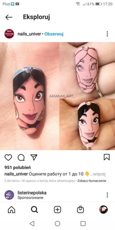 Disney Princess Nail Ideas, Cartoon Nail Designs Step By Step, Cartoon Nails Disney, Nail Designs Disney, Acrylic Nail Designs Classy, Disney Princess Nails