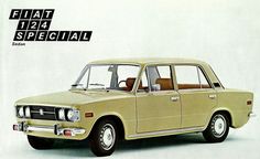 an old yellow car is shown in this ad for the fiat special sedan, from 1971