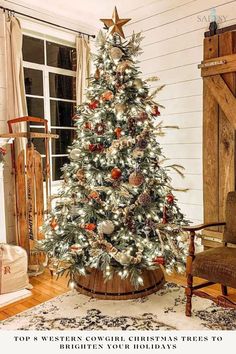 a christmas tree in a living room with the words top 5 western christmas trees to brighten your holidays