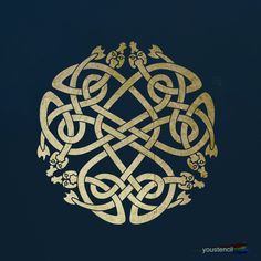 an intricate gold design on a black background