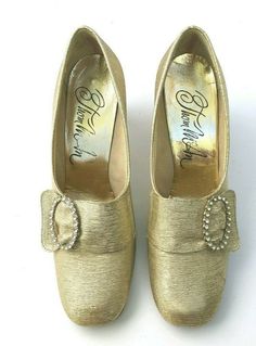 Original 1970s Tom Mcan gold lame pumps. No condition issues. Never worn. Please see measurements for proper fit-all sales are final. length of sole  9 width of sole  2 1/4 heel ht  2 Terms and Info regarding items I sell- PLEASE READ BEFORE YOU BUY! As a long time seller, I source specifically to resell at reasonable prices. I only select and list great items I feel are in very wearable / and or useable condition. I make every effort to inspect, reveal, and where applicable, photograph any cond 1970s Glass Bottom Men Shoe, Vintage Gold Closed Toe Heels, Gold Brocade Shoes, Metallic 4-inch Heels, Vintage Gold Heels With 4-inch Heel, Low Heel Pumps, Gold Lame, Heel Pumps, Low Heels