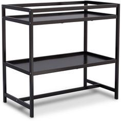 a black shelf with two shelves on each side and one shelf below the shelf is empty