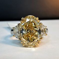 Platinum Fancy Vivid Wedding Ring IGI Lab Grown Diamond Oval 3.20 Carat 950 PT | eBay Yellow Oval Diamond Ring, Oval Citrine Diamond Ring, Half Moon Side Stones, Yellow Diamond Engagement Rings, Yellow Diamond Wedding Rings, Canary Diamond Engagement Ring, Canary Diamond Ring, Canary Yellow Diamonds, Diamond Three Stone Ring