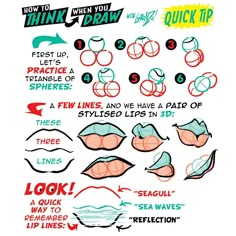 how to draw lips with pencils and markers on white paper, including instructions for drawing the