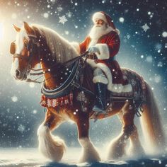 Santa Photography, Horse Cartoon, Santa Claus Images, Vintage Christmas Photos, Merry Christmas Pictures, Santa Art, Christmas Horses, Christmas Scenery, Cute Christmas Wallpaper