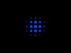 a black background with blue circles in the center and one circle at the bottom that is lit up