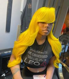 @theejessrenee Hair Color Yellow, Frontal Wig Hairstyles, Dope Hairstyles, Colored Wigs, Yellow Hair, Front Lace Wigs Human Hair, Brazilian Human Hair, Love Hair, Wig Styles