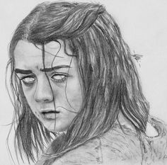 a pencil drawing of a girl with long hair and an angry look on her face