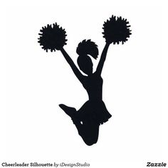 a black and white silhouette of a cheerleader with pom - poms in her hands