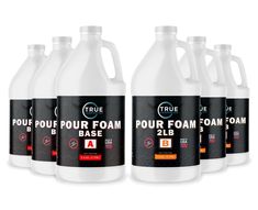 three gallon bottles of true pour foam base