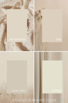 four different shades of beige and white