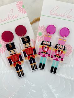 the nutcracker earrings are made from acrylic