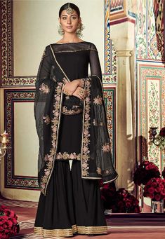 Sangeet Sharara, Black Sharara Suit, Black Sharara, Gharara Suits, Salwar Dress, Sharara Suit, Designer Salwar Suits