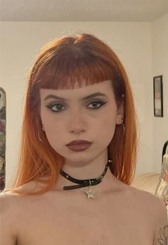 orange hair baby bangs mirror selfie Babydoll Bangs, Microbangs Short Hair Round Face, Micro Bangs Straight Hair, Bangs Ombre Hair, Fang Bangs Haircut, Heart Bangs Hair, Half Ginger Half Black Hair, Micro Bangs Square Face, Bang Styles For Round Faces