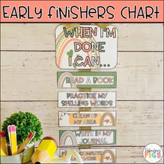 Transform your classroom with the 'When I'm Done' chart. Motivate early finishers to work independently and eliminate distractions. Early Finishers Organization, What To Do When Done With Classwork, Early Finisher Anchor Chart, Early Finishers Activities 3rd, Teacher Appreciation Cart, Classroom Early Finishers, Secret Student, Class Layout, Teacher Cart