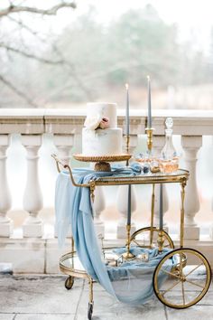 a table with a cake on top of it