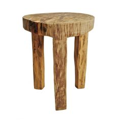 a small wooden stool made out of wood