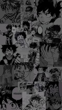 many different images of anime characters in black and white