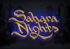 the title for sahara nights is shown in gold and blue