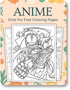 an anime coloring book with the title,'anime click for free coloring pages '