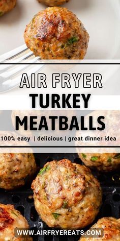 air fryer turkey meatballs with text overlay