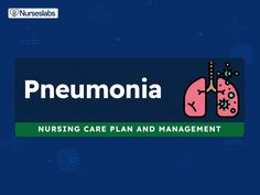 a blue background with the words pneumania and an image of lungs on it