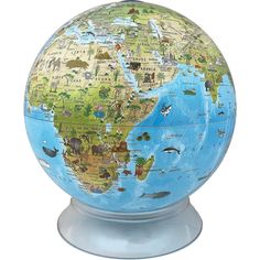 an image of a globe with animals on it