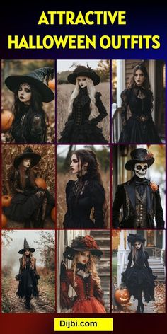 an image of halloween outfits for women in black and orange colors with text that reads attractive halloween outfits