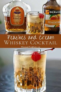 peaches and cream whiskey cocktail