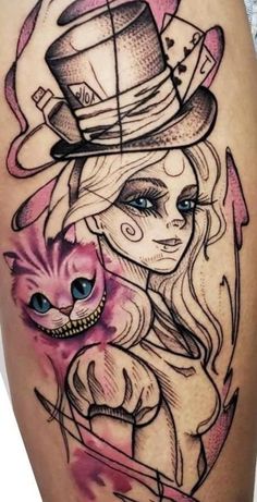 a girl with a top hat and cat on her thigh