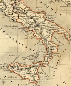 an old map shows the route of italy