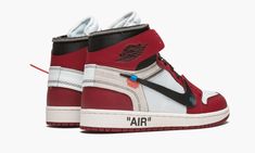 The verdict is in: The OFF-WHITE x Air Jordan 1 by Virgil Abloh is the sneaker of the year for 2017. The shoe absolutely everybody wants but few can get, the sneaker world has not seen a force like the Virgil Abloh Air Jordan 1 from “THE TEN” collection in a long time, if ever. Based off the original “Chicago” Air Jordan 1, the shoe features details that coincide with the rest of the ten models by Abloh like exposed foam, stitched on Swooshes, and the signature red zip tie. Sure to go down as on Jordan 1 Off White, Jordan Off White, Air Jordan 1s, Jumpman Logo, Exclusive Sneakers, Jordan 1s, Nike Dunk High, Air Jordan 1 Retro High, Nike Shox